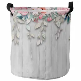 Laundry Bags Flower Fence Watercolour Hand-Painted Foldable Basket Kid Toy Storage Waterproof Room Dirty Clothing Organiser
