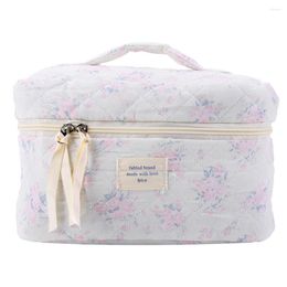 Cosmetic Bags Women Travel Bag Large Capacity Quilted Organizer Aesthetic Holder Soft Floral Toiletry