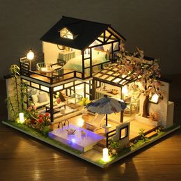 Mini DIY kit for doll house production room assembly building model toys home and bedroom decorations with furniture wooden 240321