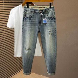 Men's Jeans 2024 Spring/Summer Four Seasons Mens Casual Pu Shuai Open Front Large Size Loose Back Palace Plus Size PantsL240122