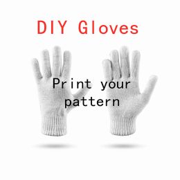 3D Printed Custom Knitted Gloves Logo Character Animal Personality Custom Warm Touch Screen Mittens Work Garden Gloves Men Women