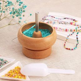 DIY Manual Wood Bead Spinner String Seed Beads Quickly Tools Wooden Crafts Bead String Loader Durable Portable Jewellery Making
