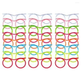 Disposable Cups Straws Glasses Shape Reusable Funny Drinking Novelty Eyeglasses For Kids Birthday Party Annual Meeting Supplies ( 24Pcs )