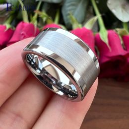 TCarbide 10mm 12mm Mens Big Finger Ring Tungsten Engagement Wedding Band Polished Brushed Multicolor Available Comfort Fit