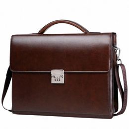 new Male Pas Lock Briefcase Diagal Package PU Leather Laptop Busin Bag Men Shoulder Menger Luxury Handbags Maleta N6IV#