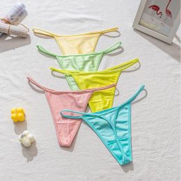 Sexy Thong Panties High Quality Pearlescent Fabric T-Back Elastic Women Brief Low Waist Underwear Breathable Lingerie S-XL