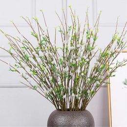 Decorative Flowers Yellow Silver Willow Artificial Plastic Wire Birthday Wedding Party Decoration 3-prong Indoor Outdoor Fake Plant
