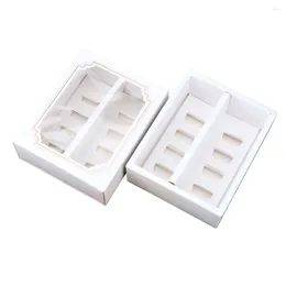 Take Out Containers 10pcs Paper Macarons Box With Clear Window Dessert Muffin Carriers For Home Shop Pastry Cake