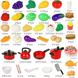 Cutting Play Food Toy for Kids Kitchen Pretend Fruit &Vegetables Accessories Educational Toy Food kit for Toddler Children Gift