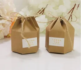 Gift Wrap 50 Pcs/set Kraft Paper Package Cardboard Box Lantern Hexagon Craft Candy Christmas Packaging Thank You Card