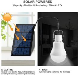 7W Solar Light Waterproof USB Charged Hanging Emergency Sunlight Powered Lamp Outdoor Indoor House Solar Bulb Light Solar Panels