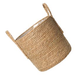 Rattan Storage Basket Hanging Glass Planter Artificial House Plants Straw Flower Pot Wicker Woven Vase 240318