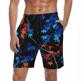 Men's Shorts Elegant Leaf Gym Summer Red And Blue Sports Board Short Pants Men Breathable Hawaii Pattern Plus Size Beach Trunks