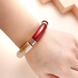 Bangle Arcylic Vintage Marble Grain Curved Bamboo Tube Women Bangles Fashion Jewellery Gifts For Her Lady Bracelet