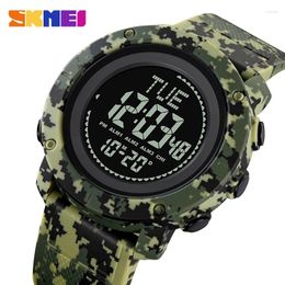 Wristwatches SKMEI Original Camo Color Army Green Electronic Watch World Clock Compass Watches For Outdoor Adventure Exploration 2095