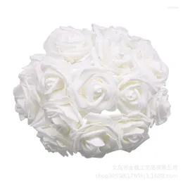 Decorative Flowers 50pc 8CM With Pole Simulation PE Foam Rose Hand Holding Flower Wedding Vase Arrangement Bouquet Large Outdoor