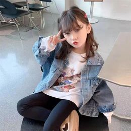 Jackets Kids Girls Spring And Autumn Versatile Western Jean Jacket Top Fashion Jeans 2024 Children's Clothing