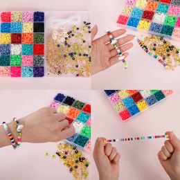 350Pcs/Lot 4/6MM 39 Colours Flat Round Clay Beads Loose kralen Spacer Bead For Jewellery Making Needlework DIY Bracelets Necklace