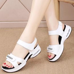 Dress Shoes Leather Summer Women Sandals Ladies Platform Flat Sneakers Wedges Air Outsole Light Weight