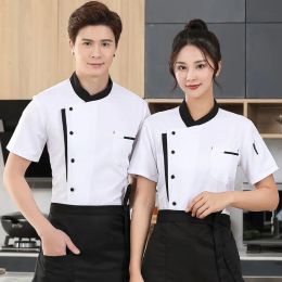 Man Restaurant white Chef Jacket Top Long short Sleeve Woman Cafe Kitchen Work Wear Bakery Cooking Tops Fast Food Chef Uniform