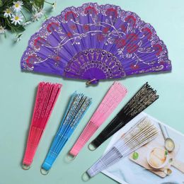 Decorative Figurines Chinese Style Gilded Fan Lace Folding Summer Female Dance Props Shooting Supplies Festival Gifts Portable Home