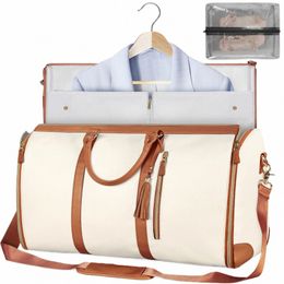 2024 Fi Large PU Folding Suit Storage Bag Women High Capacity Lage Handbag Travel Sport Outdoor Multi Functi Organizer 28E9#