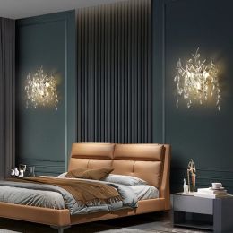 Noridc Living Room Wall Lamp Light Luxury Gold Wall Sconce Aluminium TV Backdrop Wall Lights European Light Crystal Decor LED