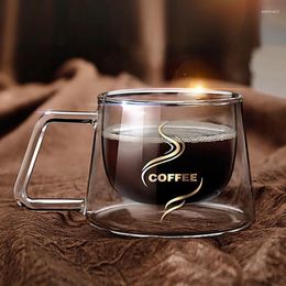 Wine Glasses Double Layer Glass Cup Heat Resistant Coffee Mug Ins High Appearance Spoon With Lid Breakfast Milk Cups Couple Mugs