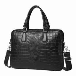 schlatum Genuine Leather Crocodile Grain Briefcases Hard For Men 15.6 Inch Laptop Briefcase Bags Computer Bag Luxury Handbags G9F6#