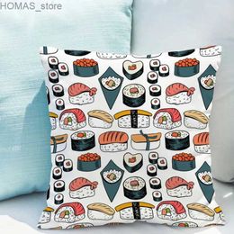 Pillow Sushi cases Cushions Double-sided Printing Couch s Short Plush Room Decor of Modern Sofa Bedroom Car 40x40 Cover Bed Y240401