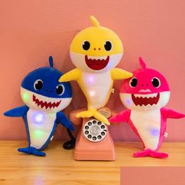 Stuffed & Plush Animals Toy Parent-Child Game 32Cm Soft Shark Baby Skin Doll Animal Toys Marine Interactive Childrens P Drop Delivery Ot30C