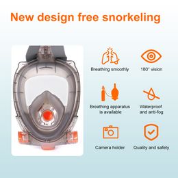 Underwater Full Face Snorkel Mask, Wide View, Foldable, Anti Fog, Scuba Diving, Adult and Youth,