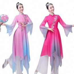 new Style Chinese Yangko s elegant dance s modern square dance folk classic fan dance hanfu performance s 22Bz#
