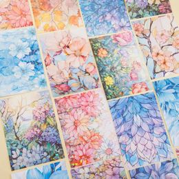 Gift Wrap 5 PcsGlass Series Of Romantic Flowers Torn Hand Curtain Material PET Sticker Packs DIY Scrapbooking Stationery Crafts