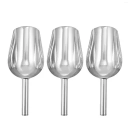 Flatware Sets 3 Pcs Stainless Steel Multi-functional Bar Ice Bucket Scoop Flour Cube Coffee Bean Grain Kitchen Gadget