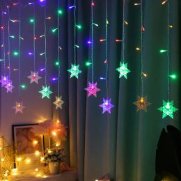 LED Curtain Snowflake String Lights Wave Lighting Party Holiday Christmas New Year's Indoor and Outdoor Decoration