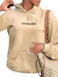 lw Plus Size Women Autumn & Winter Casual Loose Sweatshirt Coat Lg Sleeve Letter Print Kangaroo Pocket Drawstring Hoodie L-3XL 91Xg#
