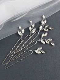 5PCS Silver Hair Pins for Women Rhinestone Head Jewellery Handmade Wedding Hair Accessories Party Bride Hair Clips