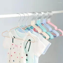 Hangers 10 PCS Kids Clothes Hanger Racks Metal PVC Plastic Candy Color Non-slip Coats Baby Clothing Organizer