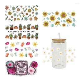 Window Stickers UV DTF Butterfly Flower Mama Needs Coffee Prints For 16oz Libbey Glasses Wraps Bottles Cup Can D13152