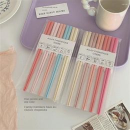 Chopsticks Alloy Not Easy To Mold Corrosion Meal More Healthy Using Macaroon Color Combination Household