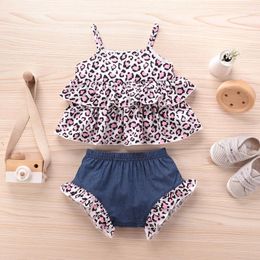 Clothing Sets Infant Baby Girls Suspenders Leopard Print Vest Shorts Outfit Set Girl Clothes 4t