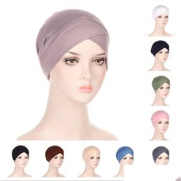 Beanie/Skull Caps Muslim Women Solid Twist Pre Tied Turban Hat Cancer Chemo Beanie Cap Headwear Headwrap Head Er Drop Delive Dhgarden Dhn9L