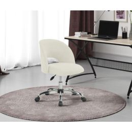 Fabric Upholstered Open Back Office Chair with Casters, Vanilla
