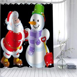 Shower Curtains Custom Snowman Santa Claus Funy Curtain Polyester Fabric Printing Bathroom Waterproof With Hook 150X180cm