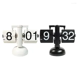 Table Clocks Vintage Flip Page Clock Automatic Turning Quartz Time Decor 101A