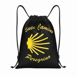 custom Camino De Santiago Scallop Shell Drawstring Backpack Bags Lightweight Peregrino Gym Sports Sackpack Sacks for Shop r8gN#