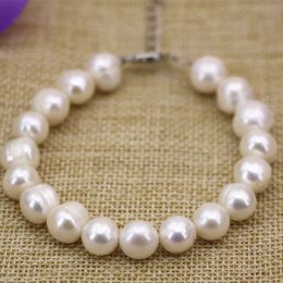 Bracelets Hot sale natural 1011mm white freshwater pearl thread nearround beads bracelet & bangle women fashion diy jewelry 7.5inch B3128