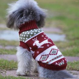 Dog Apparel Winter Cartoon Deer Print Clothes Warm Christmas Pet Sweaters For Small Dogs Red Pullover Puppy Sweater Sueter Para Perros