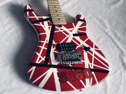 Eddie Van Halen 5150 Red 6string Electric Guitar White black Stripe Floyd Rose Tremolo Bridge5546611